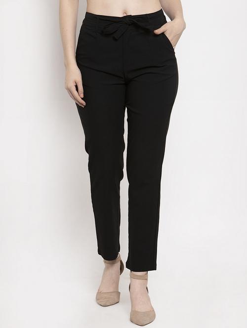 mid rise solid flat front trousers trouser - 18416440 - Very Small Image - 1