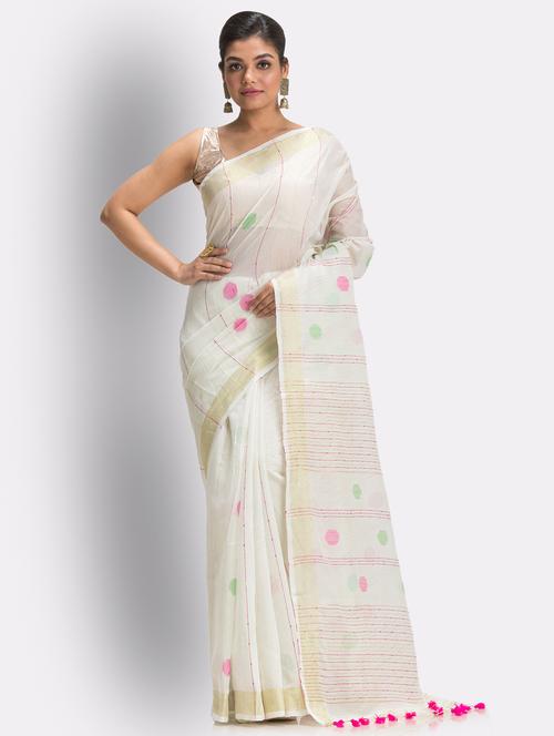 handloom jamdani saree with blouse - 18416859 - Very Small Image - 1