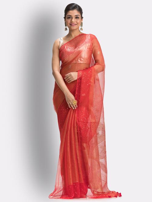 handloom jamdani saree with blouse - 18416870 - Very Small Image - 1