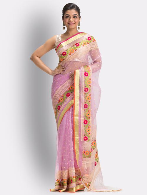 handloom jamdani saree with blouse - 18416876 - Very Small Image - 1
