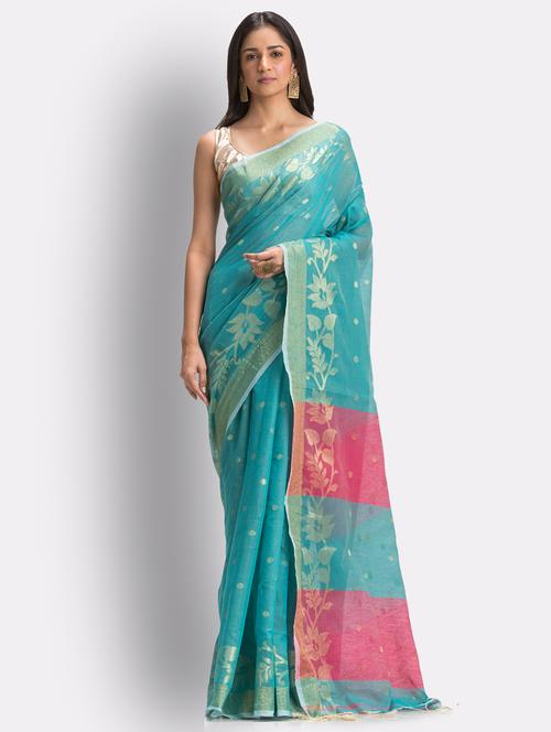 handloom jamdani saree with blouse - 18416879 - Very Small Image - 1