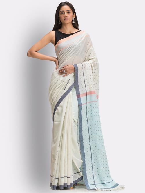 handloom jamdani saree with blouse - 18416894 - Very Small Image - 1