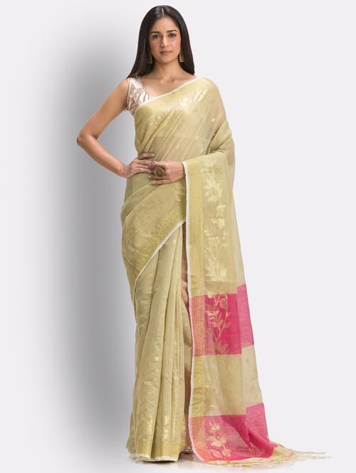handloom jamdani saree with blouse - 18416901 - Very Small Image - 1