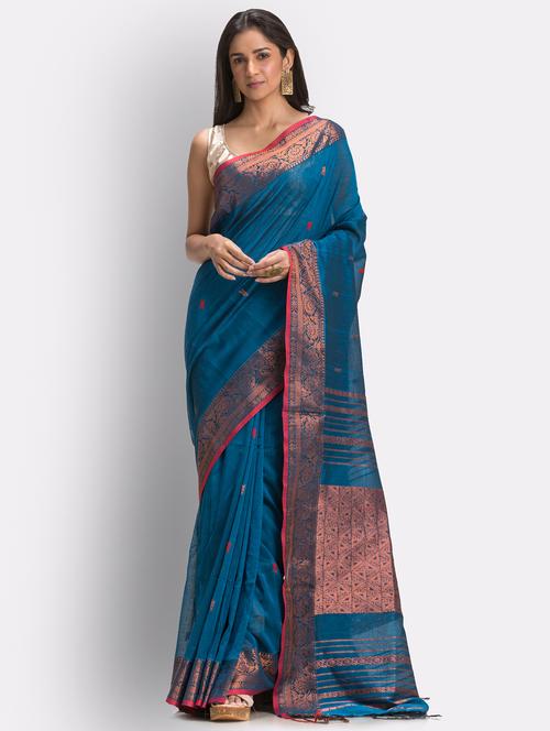 handloom jamdani saree with blouse - 18416908 - Very Small Image - 1