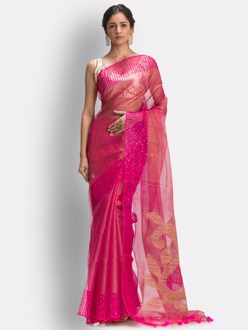 handloom jamdani saree - 18416917 - Very Small Image - 1