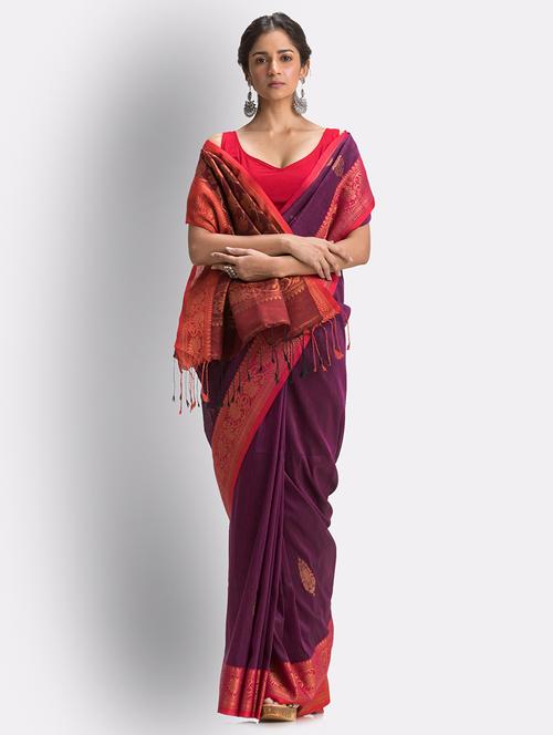 handloom jamdani saree with blouse - 18416923 - Very Small Image - 1