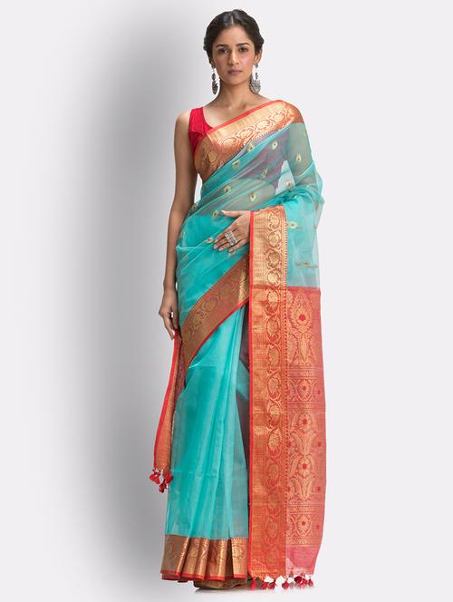 handloom jamdani saree with blouse - 18416927 - Very Small Image - 1