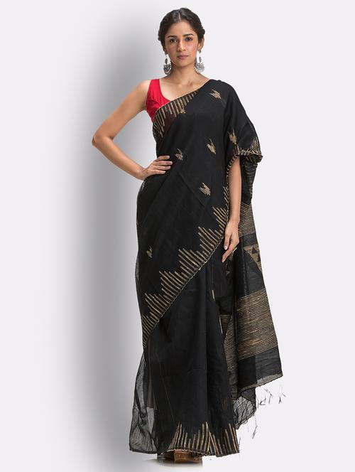 women's null black colored saree with blouse - 18416943 - Very Small Image - 1