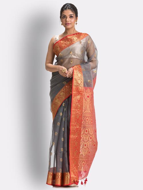 handloom jamdani saree with blouse - 18416945 - Very Small Image - 1