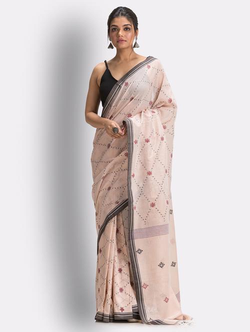 orange handloom saree - 18416952 - Very Small Image - 1