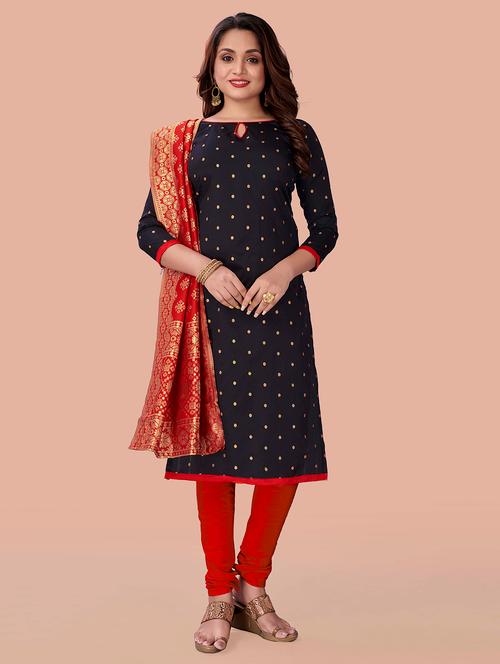 self design banarasi work unstitched suit set - 18417068 - Very Small Image - 1