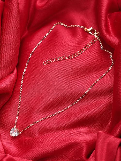 crystal studded shining heart gold necklace - 18417293 - Very Small Image - 1