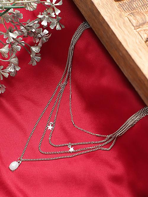 multilayered silver white gemstone necklace - 18417324 - Very Small Image - 1