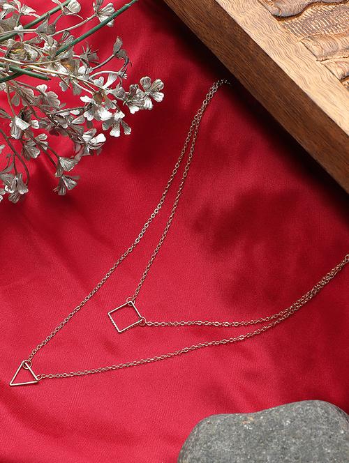 double layered silver geometric necklace - 18417332 - Very Small Image - 1