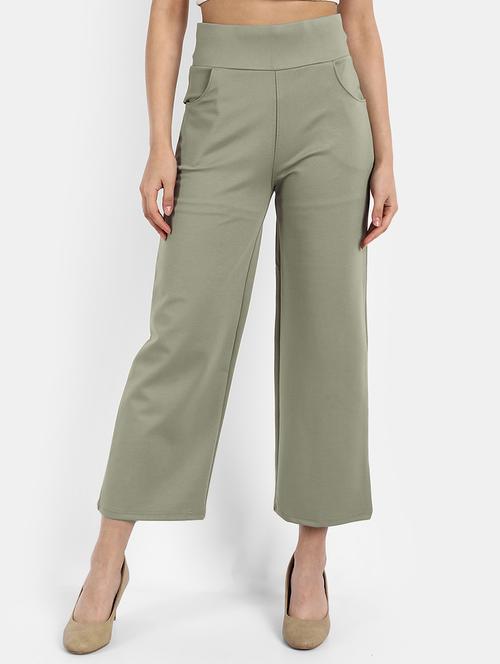 high rise solid flat front trouser - 18417349 - Very Small Image - 1