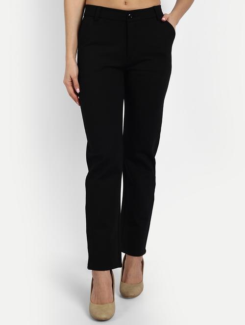 high rise solid flat front trouser - 18417397 - Very Small Image - 1