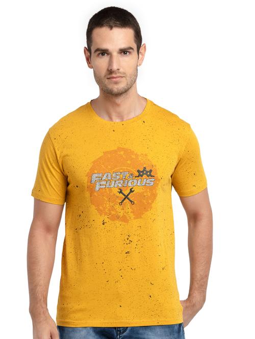 yellow chest-printed t-shirt - 18418370 - Very Small Image - 1