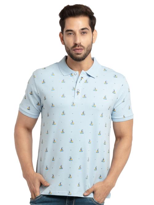 light blue printed polo t-shirt - 18418409 - Very Small Image - 1