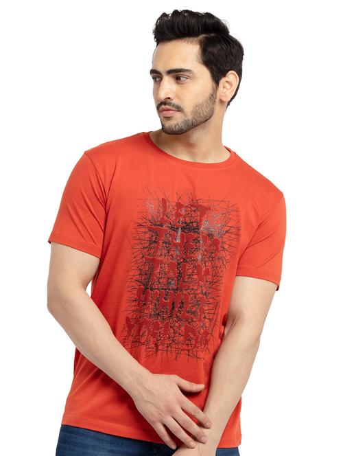 orange chest-printed t-shirt - 18418468 - Very Small Image - 1