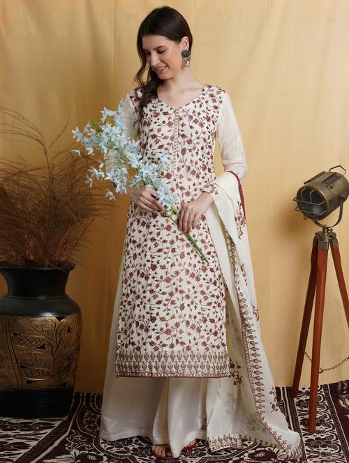 offwhite silk blend unstitched suit - 18419359 - Very Small Image - 1