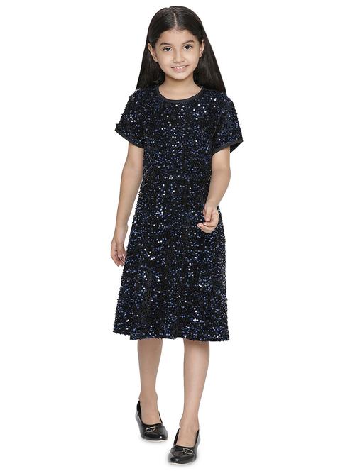 girls round neck short sleeves frock - 18419482 - Very Small Image - 1