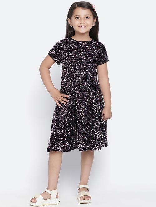 girls round neck short sleeves frock - 18419484 - Very Small Image - 1