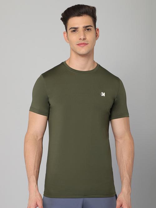 olive-green solid t-shirt - 18419970 - Very Small Image - 1