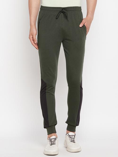 green color-blocked joggers track pant - 18420104 - Very Small Image - 1
