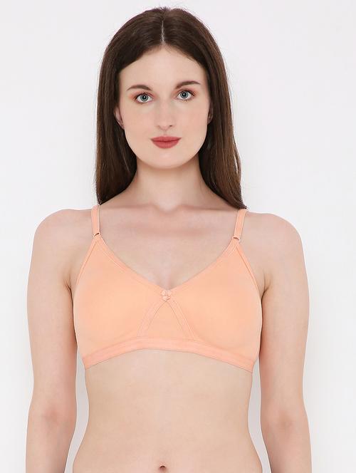 peach solid regular bra - 18420258 - Very Small Image - 1