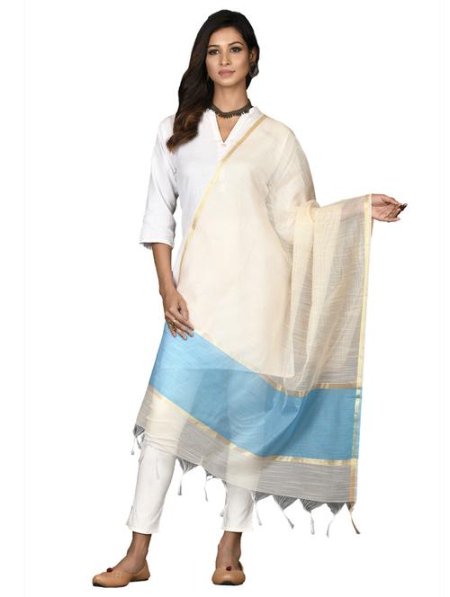 blue cotton blend dupatta - 18421172 - Very Small Image - 1