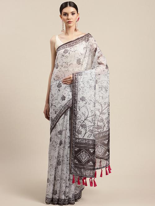women's kalamkari off white colored saree with blouse - 18421652 - Very Small Image - 1