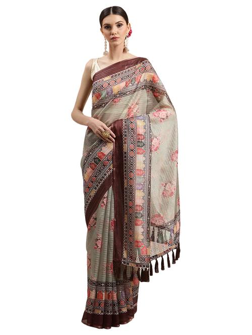 women's kalamkari green colored saree with blouse - 18421654 - Very Small Image - 1