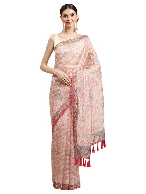 women's kalamkari multi colored saree with blouse - 18421655 - Very Small Image - 1