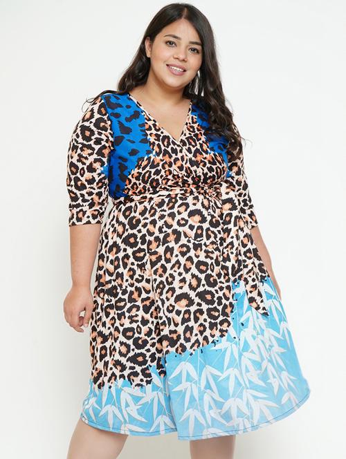 tie front animal print plus dress - 18422150 - Very Small Image - 1