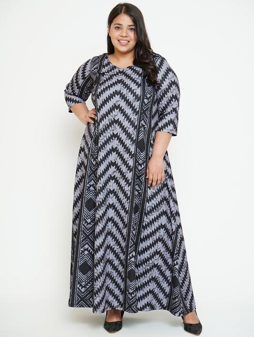 v-neck printed a-line dress - 18422154 - Very Small Image - 1