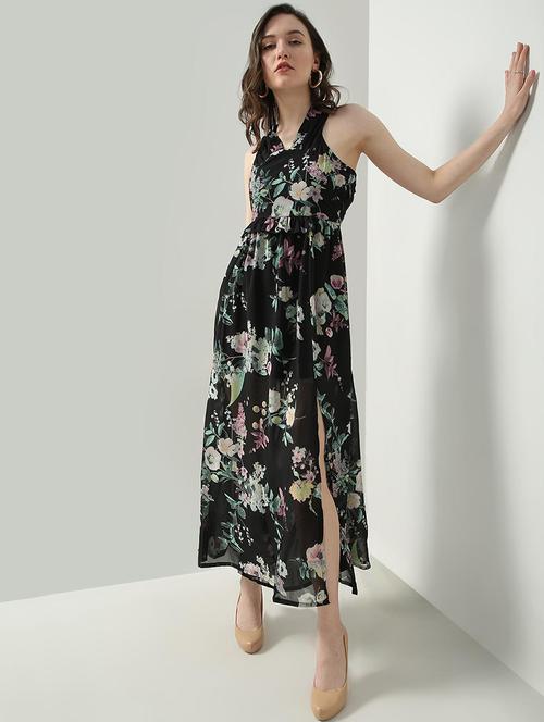 v-neck floral maxi dress - 18422469 - Very Small Image - 1