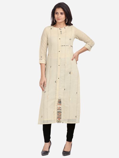 cream linen kurta pant set - 18422493 - Very Small Image - 1