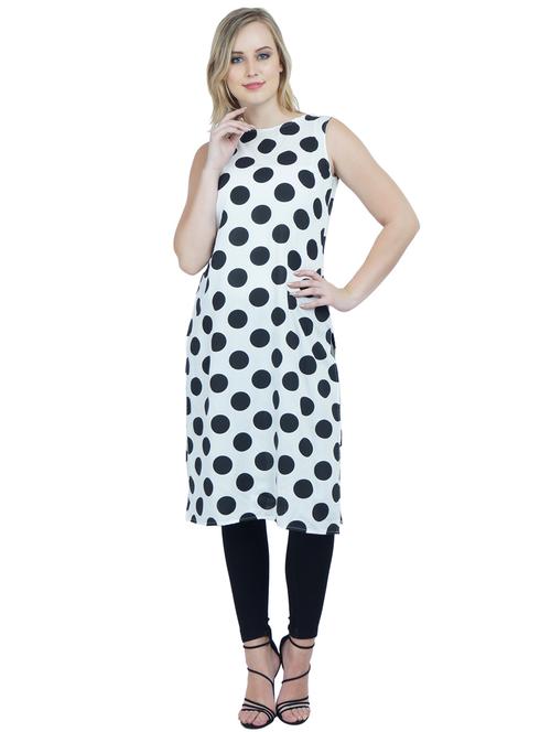 white polka dots straight kurta - 18422511 - Very Small Image - 1
