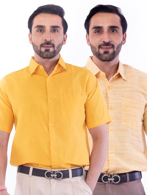 men pack of 2 solid short sleeve casual shirt - 18422965 - Very Small Image - 1