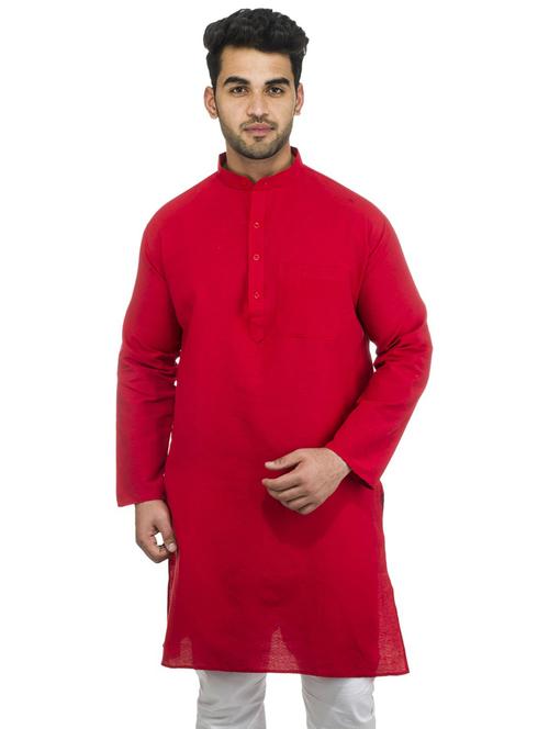 red solid kurta - 18423455 - Very Small Image - 1