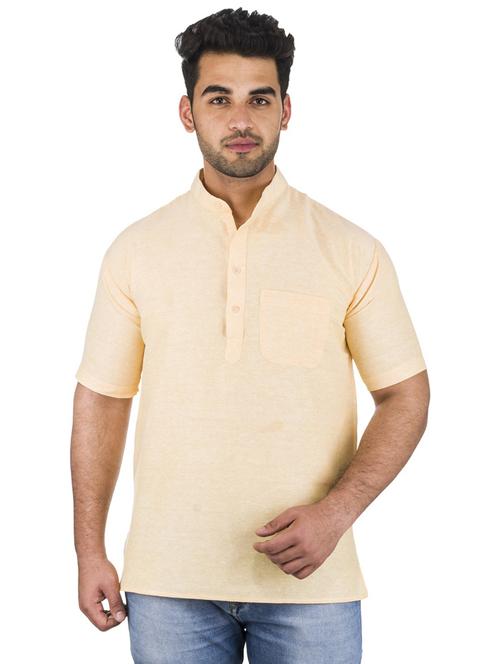 beige solid kurta - 18423470 - Very Small Image - 1