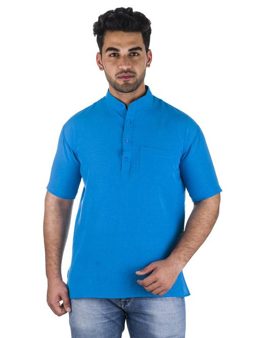 turquoise solid kurta - 18423472 - Very Small Image - 1