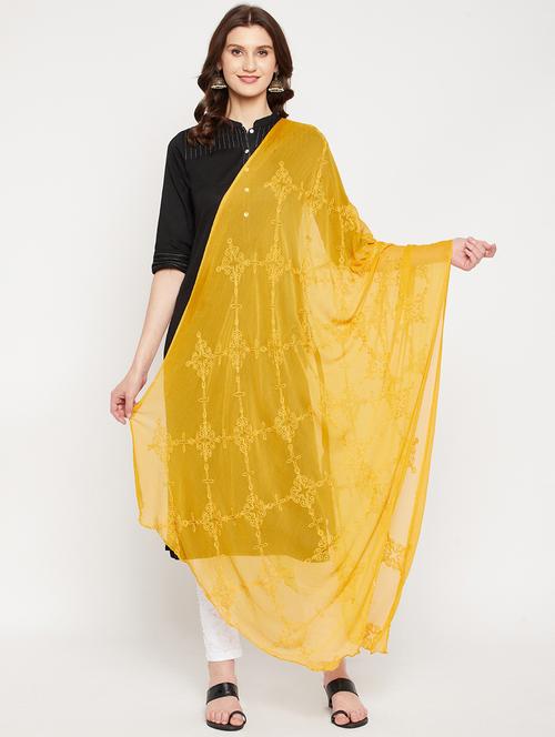 yellow poly chiffon dupatta - 18423760 - Very Small Image - 1