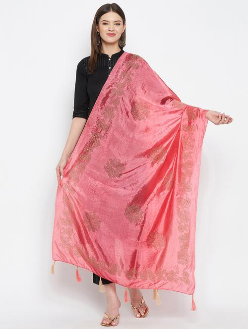 peach silk blend dupatta - 18423769 - Very Small Image - 1