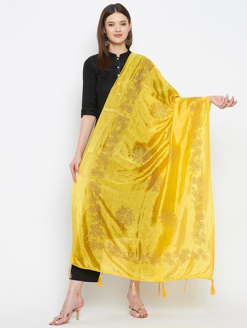 yellow silk blend dupatta - 18423770 - Very Small Image - 1
