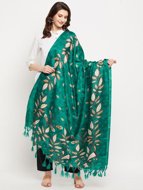 green silk blend dupatta - 18423786 - Very Small Image - 1