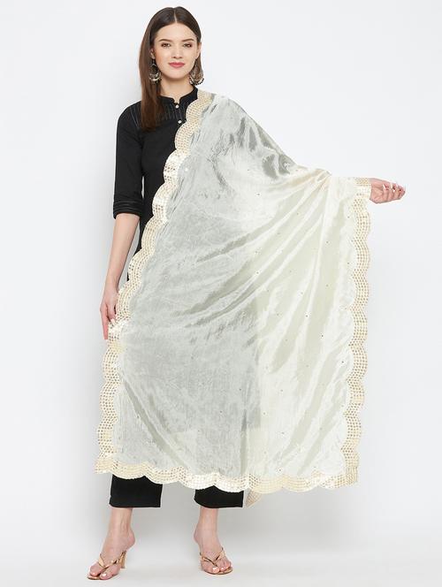 offwhite silk blend dupatta - 18423804 - Very Small Image - 1