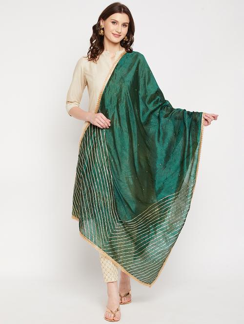 green silk blend dupatta - 18423854 - Very Small Image - 1