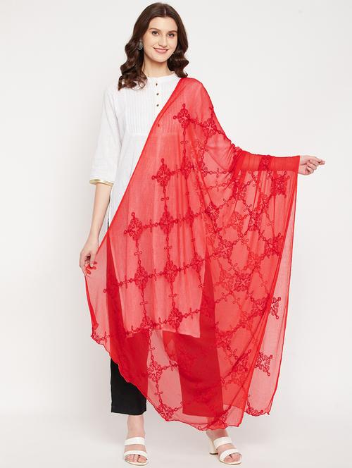 red poly chiffon dupatta - 18423858 - Very Small Image - 1