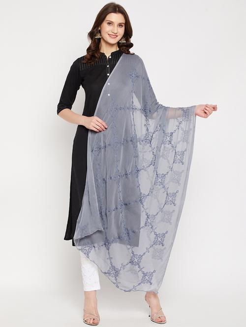 grey poly chiffon dupatta - 18423862 - Very Small Image - 1